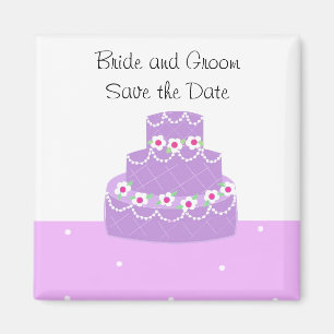 Íman Bolo de Casamento Roxo Salve a Data