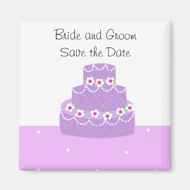 Íman Bolo de Casamento Roxo Salve a Data (Frente)
