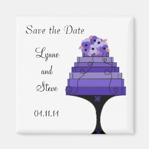 Íman Bolo de Casamento Roxo Salve a Data