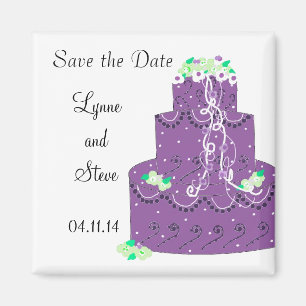 Íman Bolo de Casamento Roxo Salve a Data