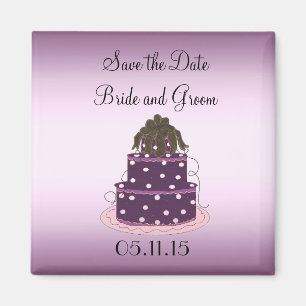 Íman Bolo de Casamento Roxo Save the Date
