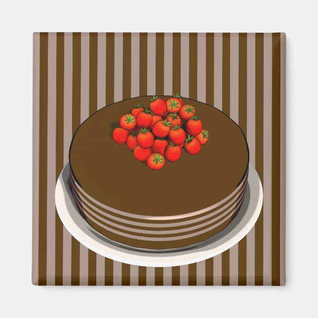 Íman Bolo de Chocolate com Morangos (Frente)