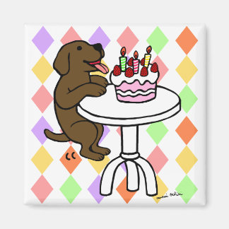 Íman Bolo de Chocolate de Birthday Labrador Cartoon