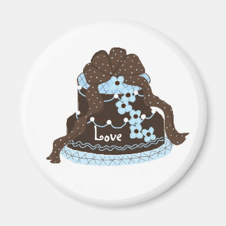 Íman Bolo de Chocolate e Azul Elegante