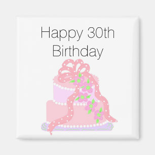 Íman Bolo Rosa de 30 Anos