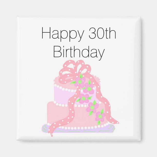 Íman Bolo Rosa de 30 Anos (Frente)