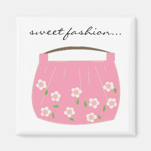 Íman Bolsa floral cor-de-rosa