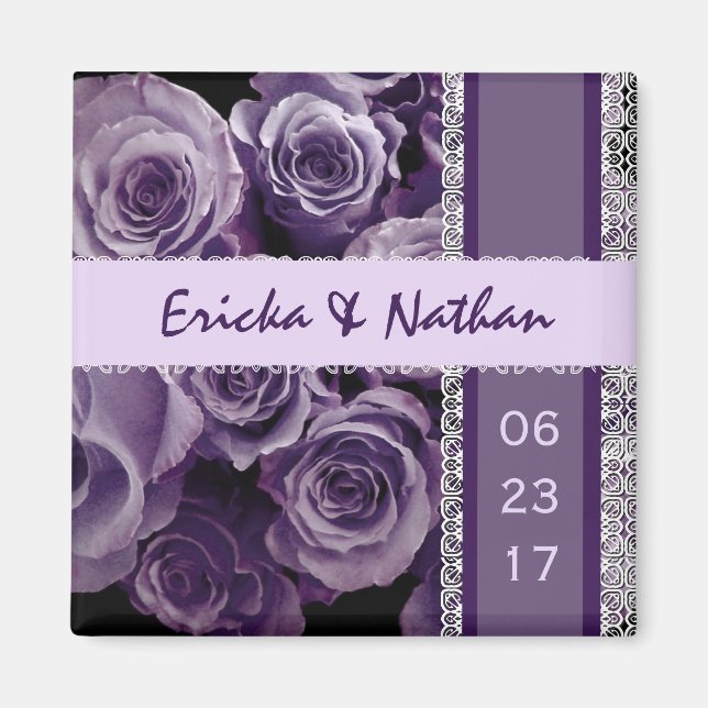 Íman BOMBAS DE VIOLET PURPLE Lace Wedding Rose Bouquet (Frente)
