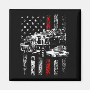 Íman Bombeiro Bandeira Americana Linha Vermelha Fina Bo