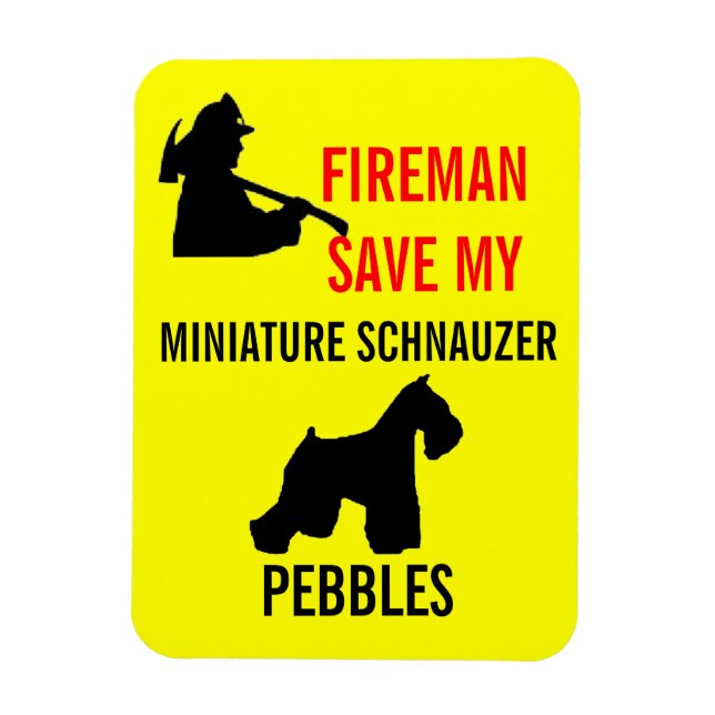Íman Bombeiro Salvar Miniatura Schnauzer Proteção Contr (Vertical)