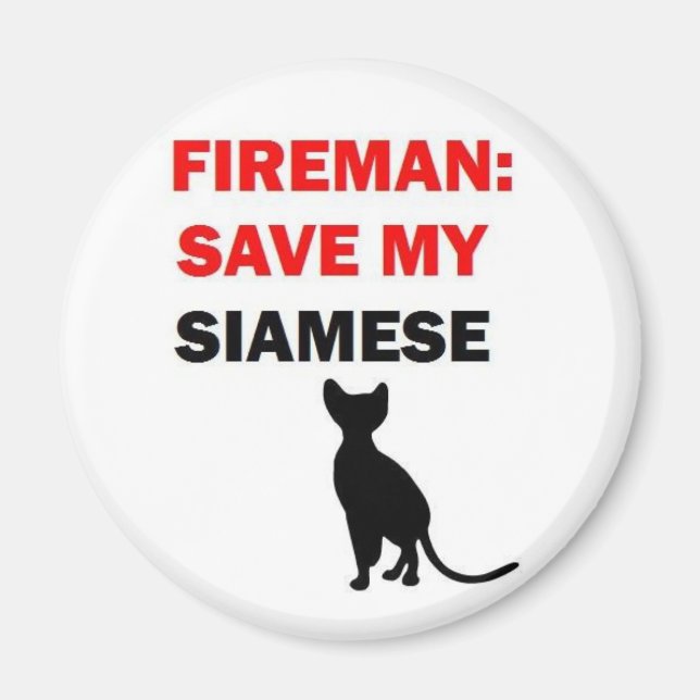 Íman Bombeiro Salve Meu Gato Siamês (Frente)