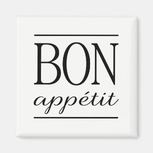 Íman BON APPETIT Citação de Tipografia Preto e Branco
