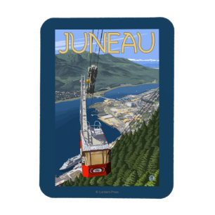 Íman Bonde sobre poster das viagens vintage de Juneau,