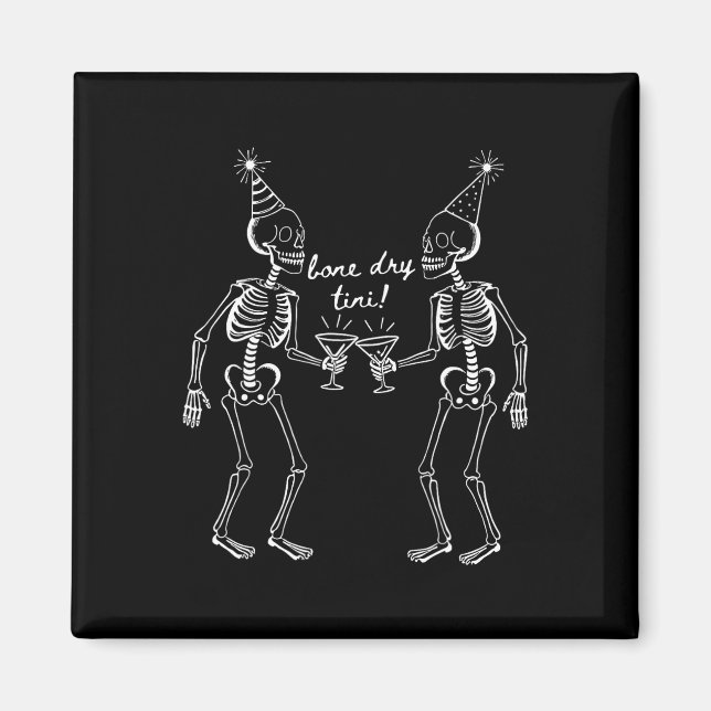Íman Bone Dry Tini Skeleton Bebendo Martini Tail Hallo (Frente)