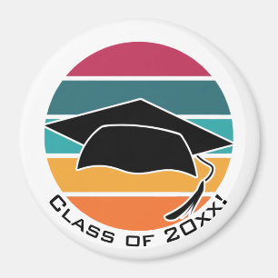 Íman Boné Mortarboard do Formando de Graduação Retro
