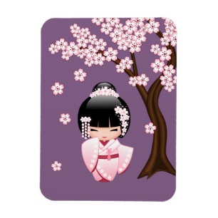 Íman Boneca branca de Kokeshi do quimono - menina de