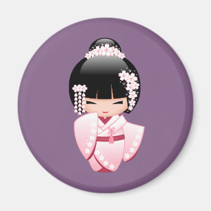 Íman Boneca branca de Kokeshi do quimono - menina de