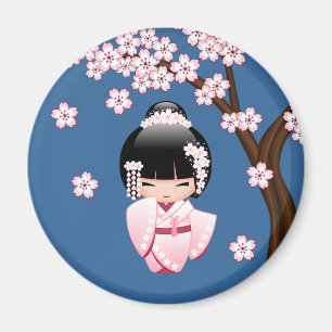Íman Boneca branca de Kokeshi do quimono - menina de