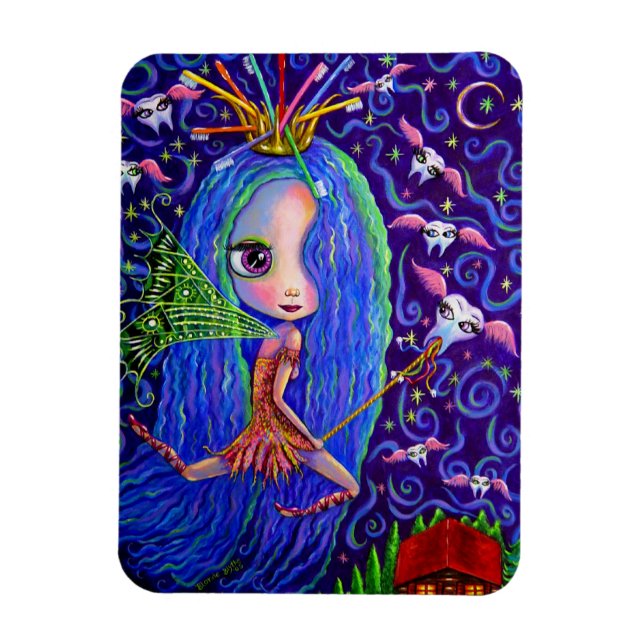 Íman Boneca de fada dentária Olhos grandes e Coroa de e (Vertical)