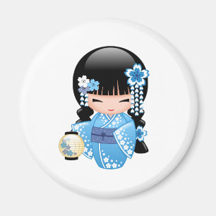 Íman Boneca de Kokeshi do inverno - menina de gueixa