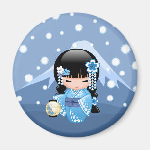 Íman Boneca de Kokeshi do inverno - menina de gueixa