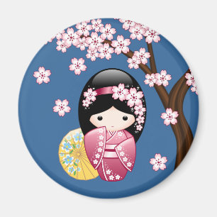 Íman Boneca de Kokeshi do primavera - gueixa japonesa