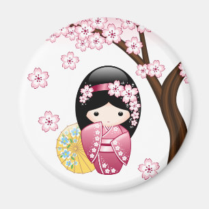Íman Boneca de Kokeshi do primavera - menina de gueixa