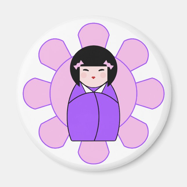 Íman Boneca de Kokeshi Roxa (Frente)