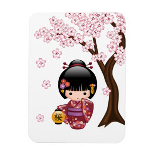 Íman Boneca de Sakura Kokeshi - menina de gueixa