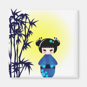 Íman Boneca e bambu de Kokeshi