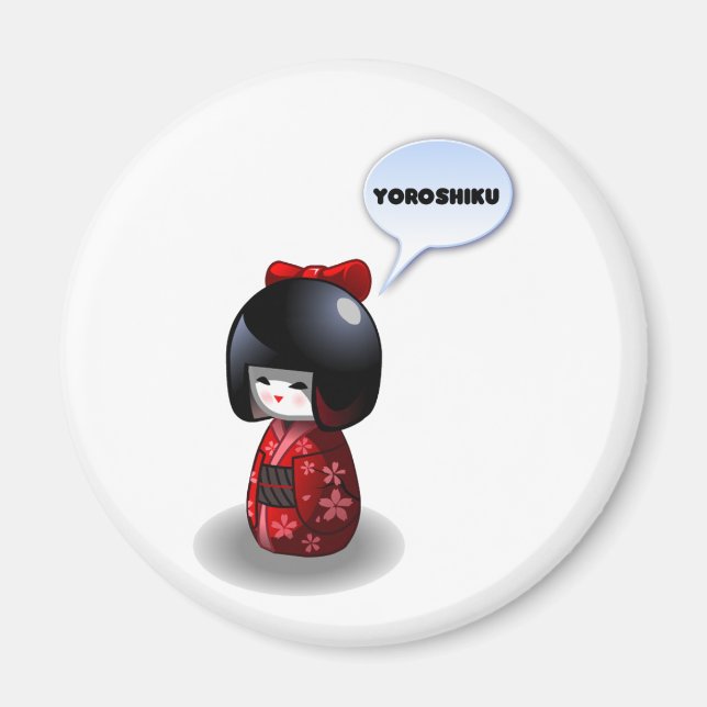Íman Boneca Kokeshi japonesa - Yoroshiku (Frente)