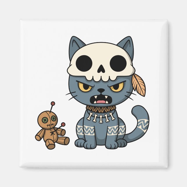 Íman Boneca Vodu de Gato Bruxa (Frente)