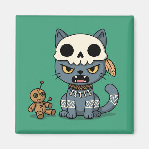 Íman Boneca Vodu de Gato Bruxa Verde