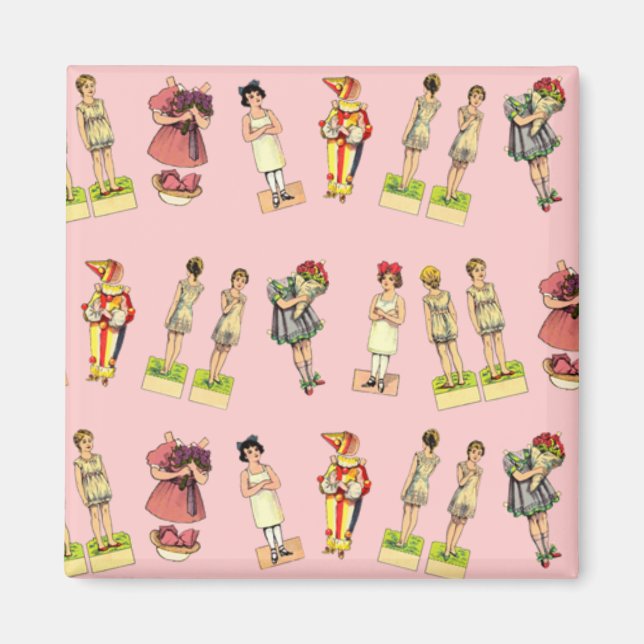 Íman Bonecas de papel Vintage (Frente)