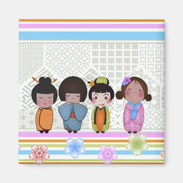 Íman bonecas kokeshi (Frente)