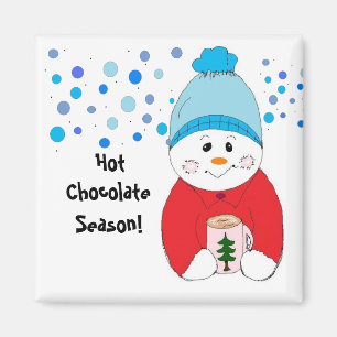 Íman Boneco de Neve Bebendo Chocolate Quente