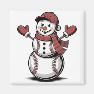 Íman Boneco de Neve Beisebol Natal Amantes do Esporte