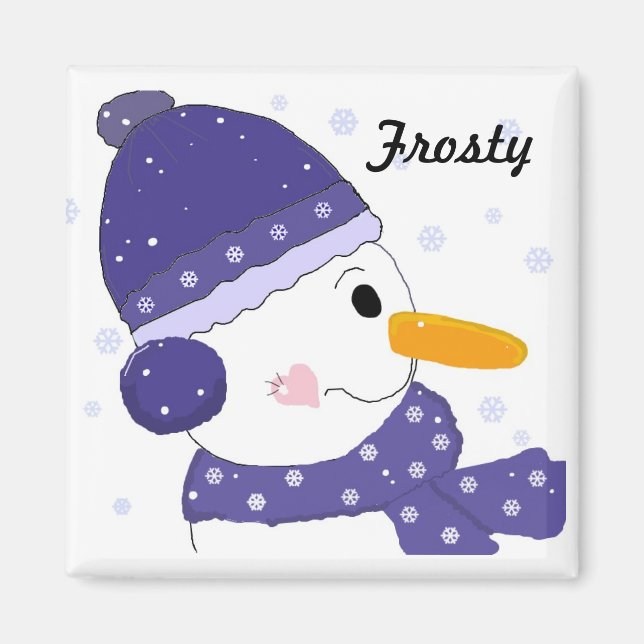 Íman Boneco de Neve com Chapéu Azul e Cachecol (Frente)