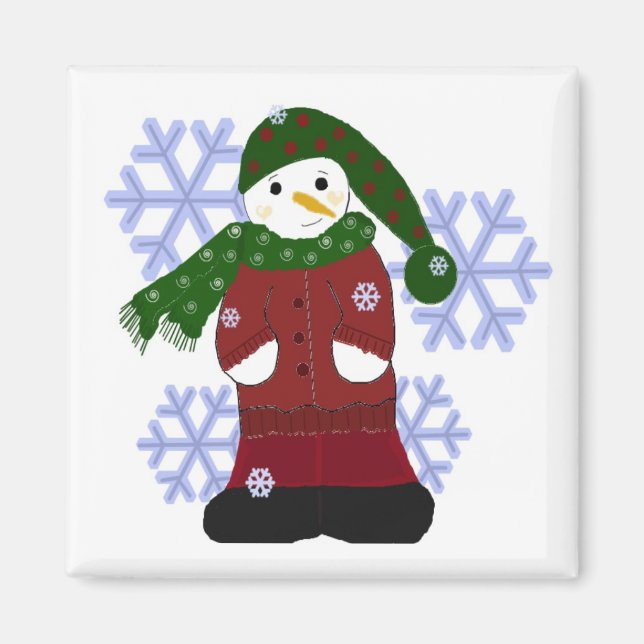 Íman Boneco de Neve com Flocos de Neve Grandes (Frente)