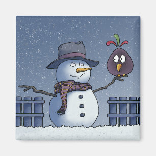 Íman Boneco de Neve com Pássaro