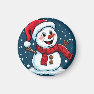 Íman Boneco de Neve de Desenho Animado Festivo com Chap