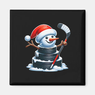 Íman Boneco de Neve de Disco de Hóquei no Gelo de Desen
