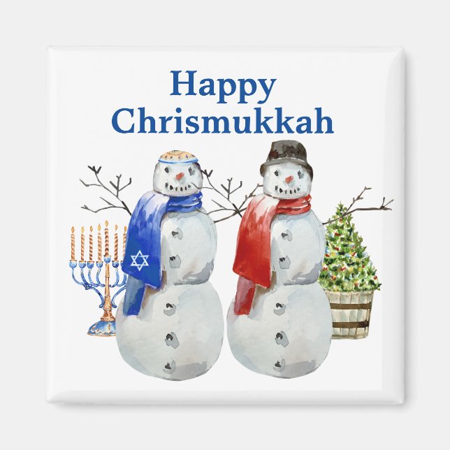 Íman Boneco de neve de Hanukkah Natal Chrismukkah   (Frente)