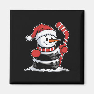 Íman Boneco de Neve de Hóquei no Gelo Engraçado Chapéu