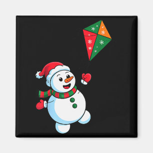 Íman Boneco de Neve de Natal Voando Pipa Chapéu de Papa