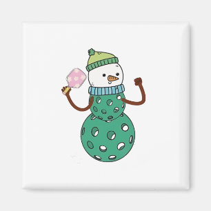 Íman Boneco de Neve de Pickleball Natal Divertido