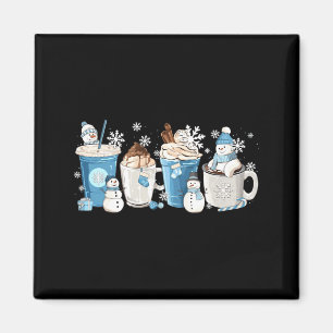Íman Boneco de Neve Divertido Retro Café de Inverno C L