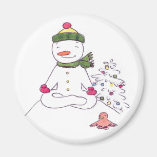 Íman Boneco de neve do zen, boneco de neve da ioga