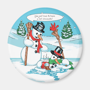 Íman Boneco de neve engraçado com desenhos animados do