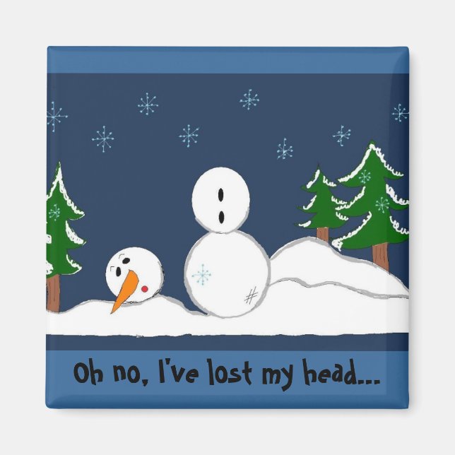 Íman Boneco de Neve Engraçado com Dito (Frente)